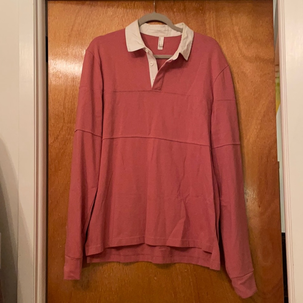 American Apparel Salmon Pink Long Sleeve Polo